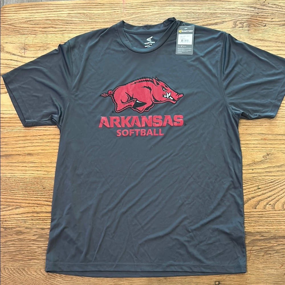Easton Arkansas Razorback Softball Gray and Red Razorback Graphic Tee